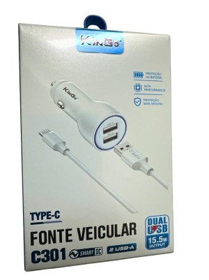 CARREGADOR VEICULAR TYPE-C C301
