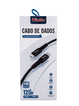 CABO DE DADOS 120W TYPE-C - TYPE-C PRETO