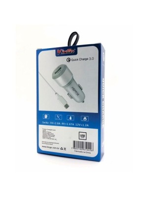 Carregador Veicular QUICK CHARGE MICRO USB (C300) BRANCO