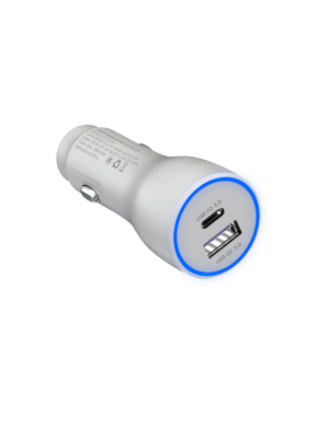 Carregador Veicular USB QC + Type-C 38W Turbo