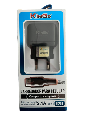 Kit Carregador + Fonte Tomada Para MICRO USB 2.1A (U201) Preto