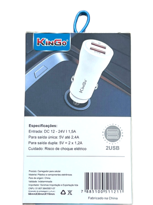CARRO DUAL USB 2.4A (C202) - BRANCO
